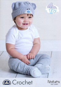 DMC 15430L/2 Tiny Tatty Teddy Crochet Baby Beanie Hat and Booties (Leaflet)