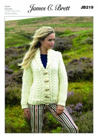 James C Brett 219 Womens Cabled Jacket in Amazon Super Chunky (leaflet)