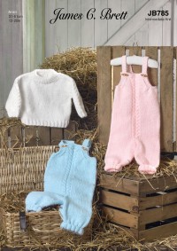 James C Brett 785 Sweater and Dungarees in Baby Aran (leaflet)