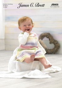 James C Brett 805 Romper, Dress and Bootees in Baby Marble DK (leaflet)