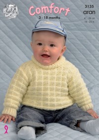 King Cole 3135 - Baby Coat, Cardigan, Sweater and Hat in Comfort Aran (downloadable PDF)
