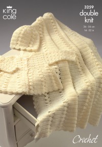King Cole 3259 Coat, Shawl and Hat in Baby Comfort DK (downloadable PDF)