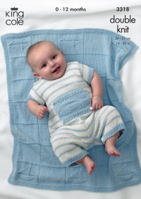 King Cole 3318 Baby "Little Boy Blue" Sweater, Pants, Romper and Blanket in Bamboo Cotton DK (leaflet)