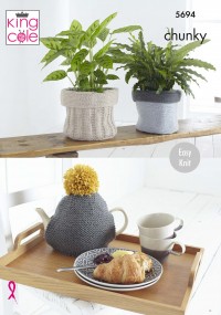 King Cole 5694 Plant Pot Sacks, Tablet Cover, Tea Cosy and Bag in Ultra Soft Chunky (downloadable PDF)