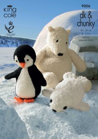 King Cole 9006 Penguin, Polar Bear & Seal in Cuddles Chunky and King Cole DK (downloadable PDF)