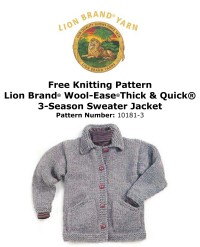 Lion Brand 10181-3 - 3-Season Sweater Jacket in Wool-Ease Thick & Quick (downloadable PDF)