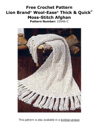 Lion Brand 10546-C - Moss Stitch Afghan in Wool-Ease Thick & Quick (downloadable PDF)