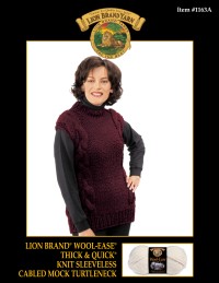 Lion Brand 1163A - Knit Sleeveless Cabled Mock Turtleneck in Wool-Ease Thick & Quick (downloadable PDF)
