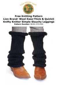 Lion Brand BK4K-0701004 - Knifty Knitter Simple Slouchy Leggings in Wool-Ease Thick & Quick (downloadable PDF)