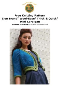 Lion Brand - Fitted Knits Mini Cardigan in Wool-Ease Thick & Quick (downloadable PDF)