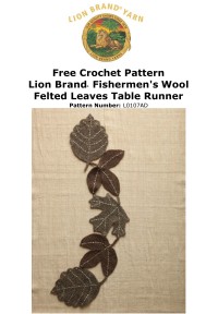 Lion Brand L0107AD - Felted Leaves Table Runner in Fishermans Wool (downloadable PDF)