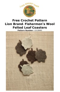 Lion Brand L0108AD - Felted Leaf Coasters in Fishermens Wool (downloadable PDF)