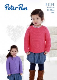 Peter Pan P1191 Easy Knit Sweater and Cardigan in DK (downloadable PDF)