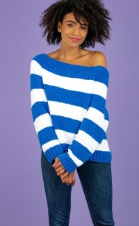 Robin 3060 Striped Wide Neck Sweater in Plush DK (downloadable PDF)