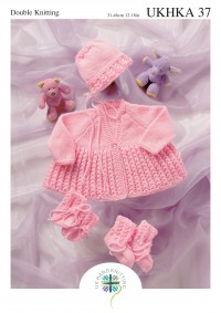 UKHKA 37 Baby Matinee Coat, Bonnet, Bootees & Mittens in DK (downloadable PDF)