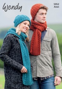 Wendy 5952 Hat & Scarf in Aran with Wool (downloadable PDF)