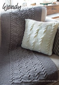 Wendy 5955 Throw and Cushions in Aran with Wool (downloadable PDF)