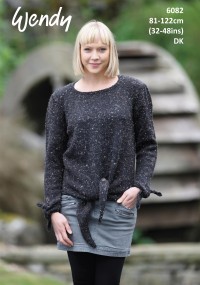 Wendy 6082 Sweater with Tie Front and Sleeves in Harris DK (leaflet)