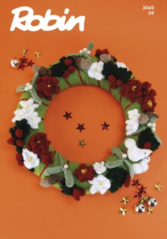 Robin 3040 Traditional Christmas Wreath in Robin DK (downloadable PDF)