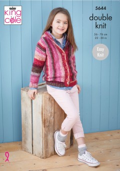 King Cole 5644 Hoodie and Cardigan in Bramble DK (downloadable PDF)