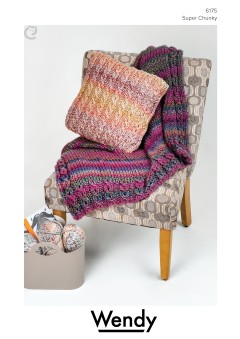Wendy 6175 Throws and Cushion in Husky Super Chunky (downloadable PDF)