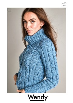 Wendy 6180 Cable Sweater in Aran with Wool Tweed (downloadable PDF)