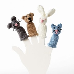 Bernat - Bear, Bunny, Kitty and Mouse Finger Puppets in Satin (downloadable PDF)