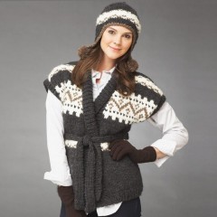 Bernat - Cold Snap Vest and Hat in Roving (downloadable PDF)