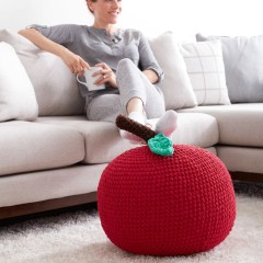 Bernat - Crocheted 'Apple A Day' Pouf in Blanket Brights, and Softee Chunky (downloadable PDF)
