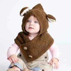 Bernat - Hooded Knit Bear Cowl in Baby Blanket Tiny (downloadable PDF)