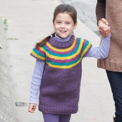 Bernat - Child's Striped Top-Down Pullover in Softee Chunky(downloadable PDF)