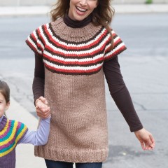 Bernat - Women's Striped Top-Down Pullover in Softee Chunky (downloadable PDF)