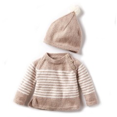 Bernat - Wee Stripes Knit Pullover and Hat in Softee Baby (downloadable PDF)