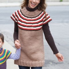 Bernat - Woman's Striped Top-Down Pullover in Softee Chunky (downloadable PDF)