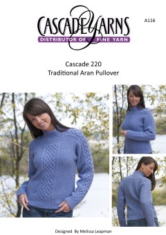 Cascade A116 - Traditional Aran Pullover in 220 (downloadable PDF)