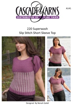 Cascade A141 - Slip Stitch Short Sleeve Top in 220 Superwash (downloadable PDF)