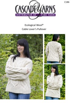 Cascade C186 - Cable Lover's Pullover in Ecological Wool (downloadable PDF)