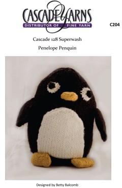 Cascade C204 - Penelope Penguin in 128 Superwash (downloadable PDF)