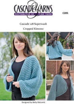 Cascade C205 - Cropped Kimono in 128 Superwash (downloadable PDF)