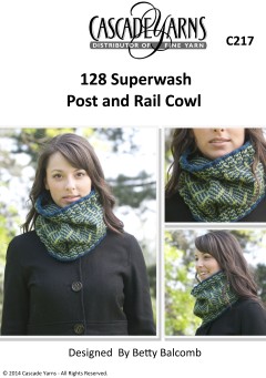 Cascade C217 - Post and Rail Cowl in 128 Superwash (downloadable PDF)
