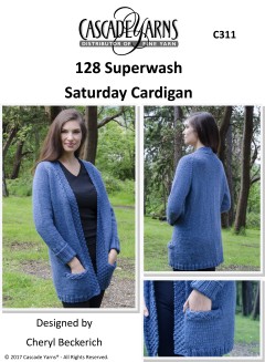 Cascade C311 - Saturday Cardigan in 128 Superwash (downloadable PDF)