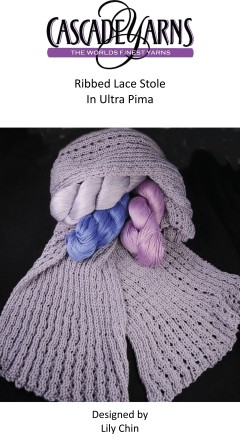 Cascade DK105 - Ribbed Lace Stole in Ultra Pima (downloadable PDF)