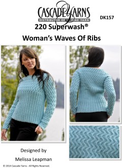 Cascade DK157 - Woman's Waves of Ribs in 220 Superwash (downloadable PDF)
