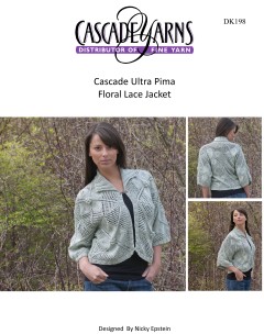 Cascade DK198  - Floral Lace Jacket in Ultra Pima (downloadable PDF)