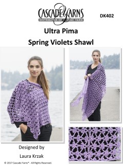 Cascade DK402 - Spring Violets Shawl in Ultra Pima (downloadable PDF)