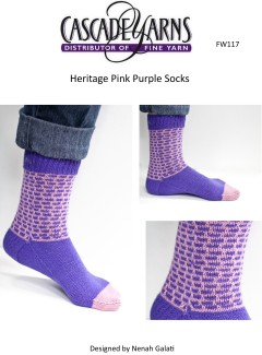 Cascade FW117 - Pink Purple Socks in Heritage (downloadable PDF)