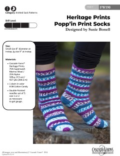 Cascade FW190 - Popp'in Prints Socks in Heritage Prints (downloadable PDF)