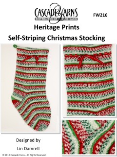 Cascade FW216 - Self-Striping Christmas Stocking in Heritage Prints (downloadable PDF)