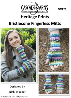 Cascade FW226 - Bristlecone Fingerless Mitts in Heritage Prints (downloadable PDF)