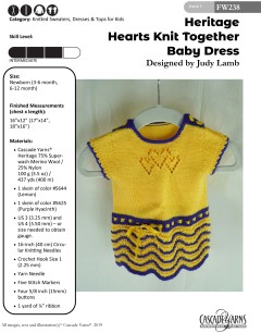Cascade FW238 - Hearts Knit Together Baby Dress in Heritage (downloadable PDF)
